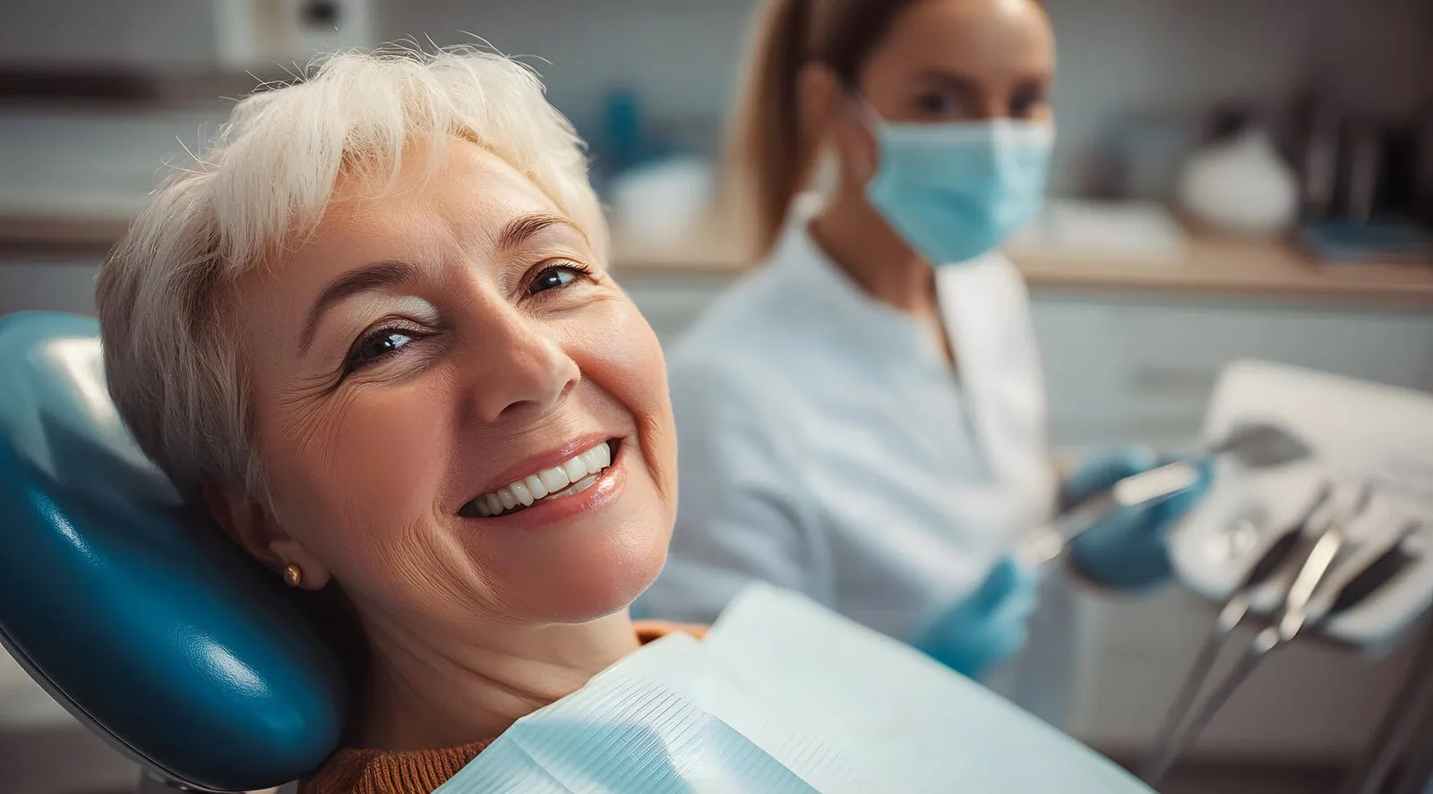 Dentist talking with patient about treatment options